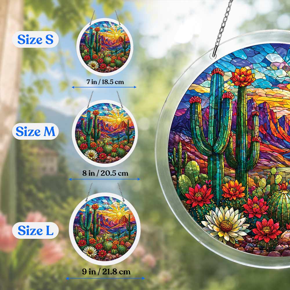 Acrylic Jigsaw Puzzle Suncatcher - Cactus Sunset - Image 3