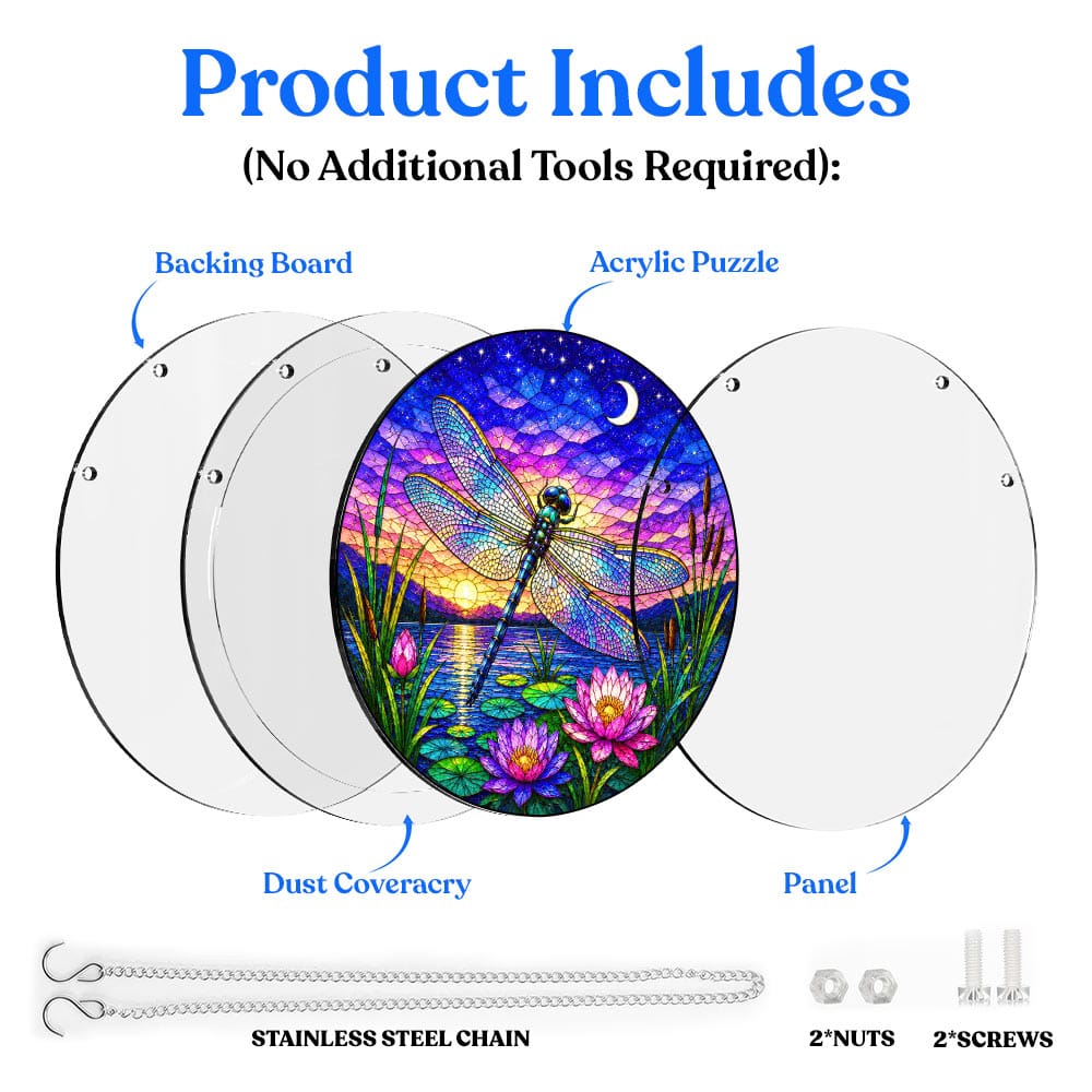 Acrylic Jigsaw Puzzle Suncatcher - Twilight Dragonfly - Image 4