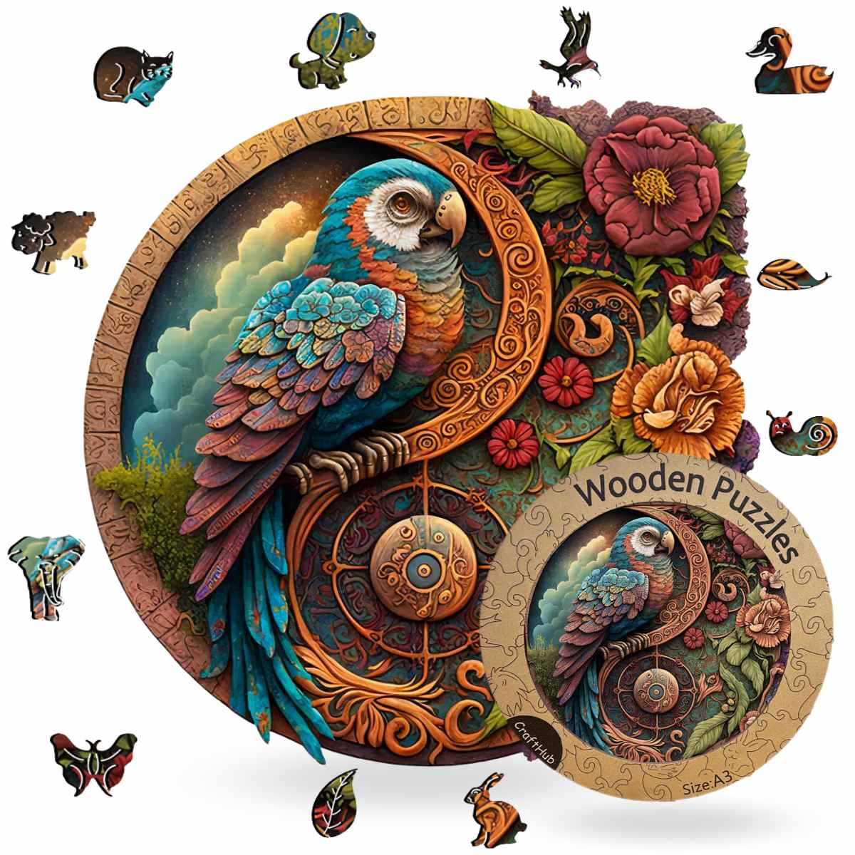 Parrot Yin Yang - Jigsaw Puzzle - Image 4